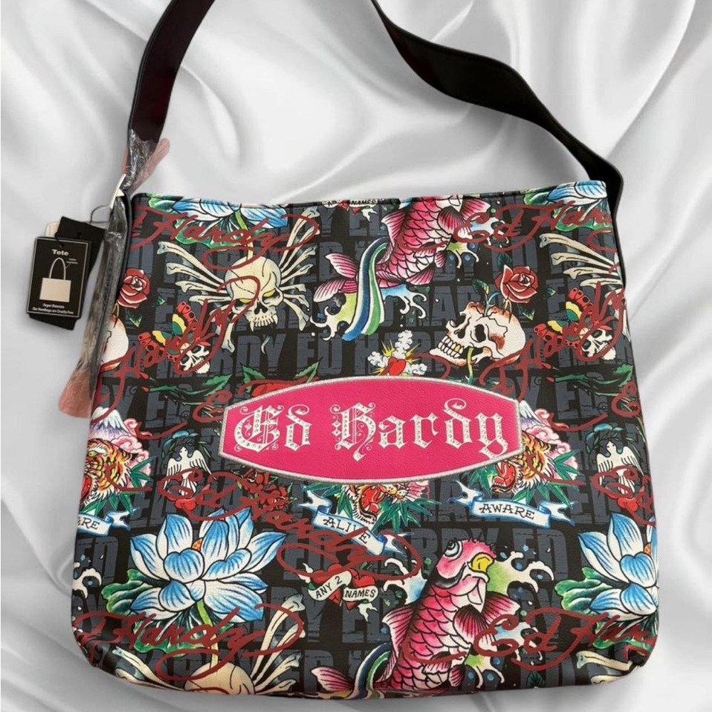 Large Ed Hardy Tote & Pouch | NWT